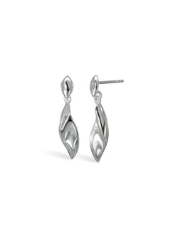 Twist Concave Silver Drop Earrings Earstuds Pruden and Smith   