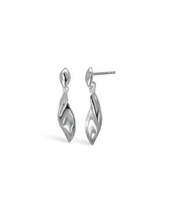 Twist Concave Silver Drop Earrings Earstuds Pruden and Smith   