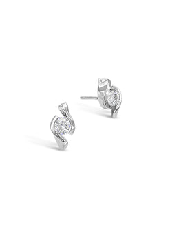 Twist Platinum and Diamond Stud Earrings Earring Pruden and Smith   