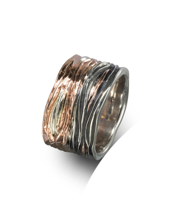 Unique Sunrise Mixed Metal Wedding Ring Pruden and Smith