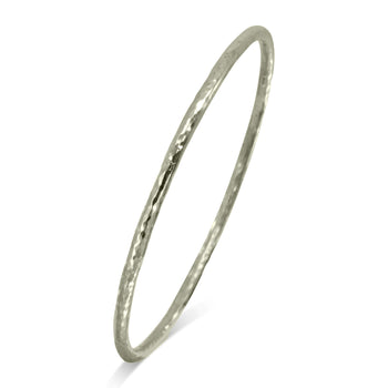 Hammered Solid 9ct Gold Round Bangle Bangle Pruden and Smith Large (68mmID) 9ct White Gold 