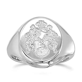 White Gold Coat of Arms Signet Ring Ring Pruden and Smith   