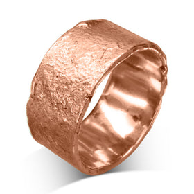 Wide Rose Gold Reticulated Wedding Band Ring Pruden and Smith   