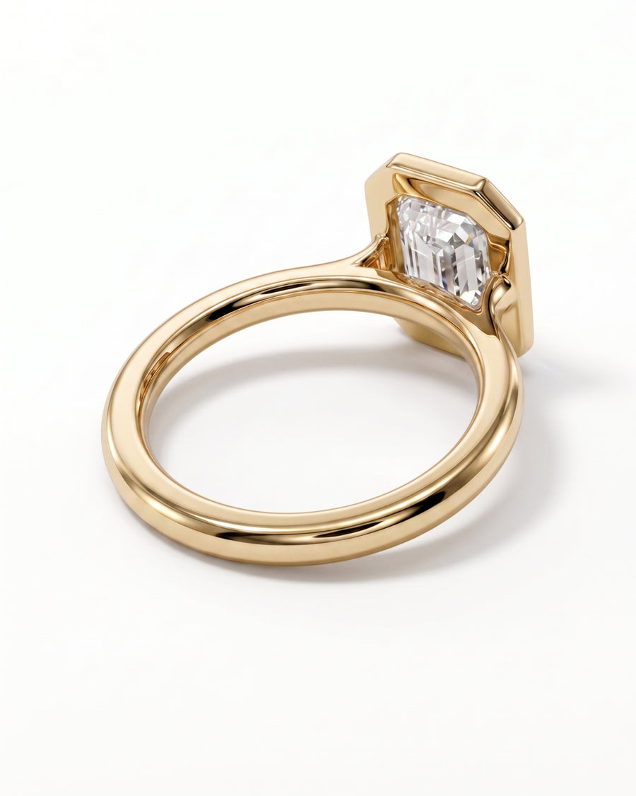 Emerald Cut Bezel Cathedral Engagement Ring