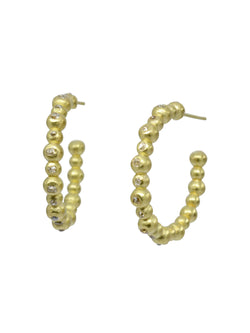 Yellow Gold and Diamond Hoop Earrings Earring Pruden and Smith   