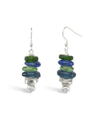 African Recycled Blue Glass Bead Drop Earrings - Pruden and Smith