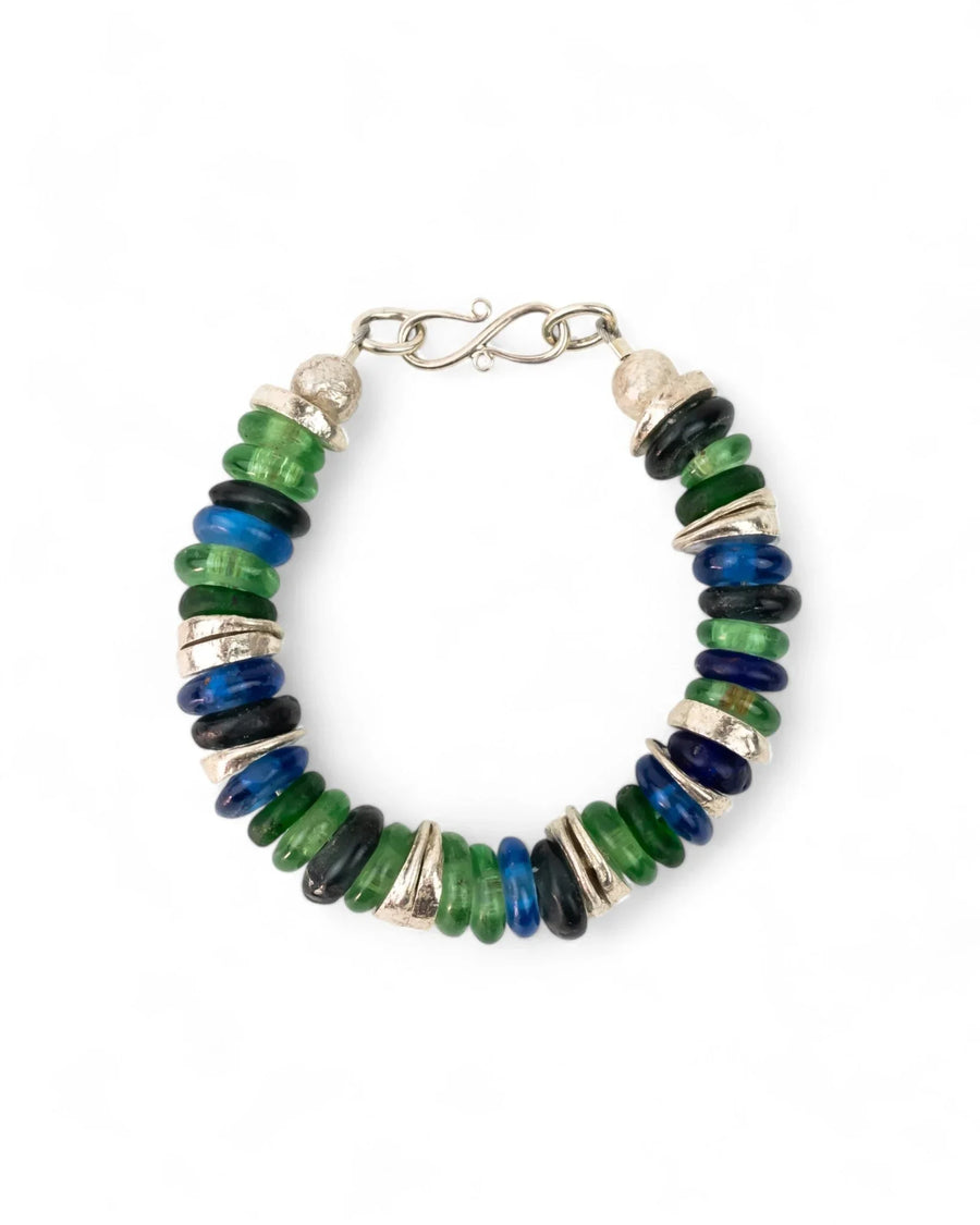 African Recycled Blue Glass Bead Bracelet Bracelet Pruden and Smith