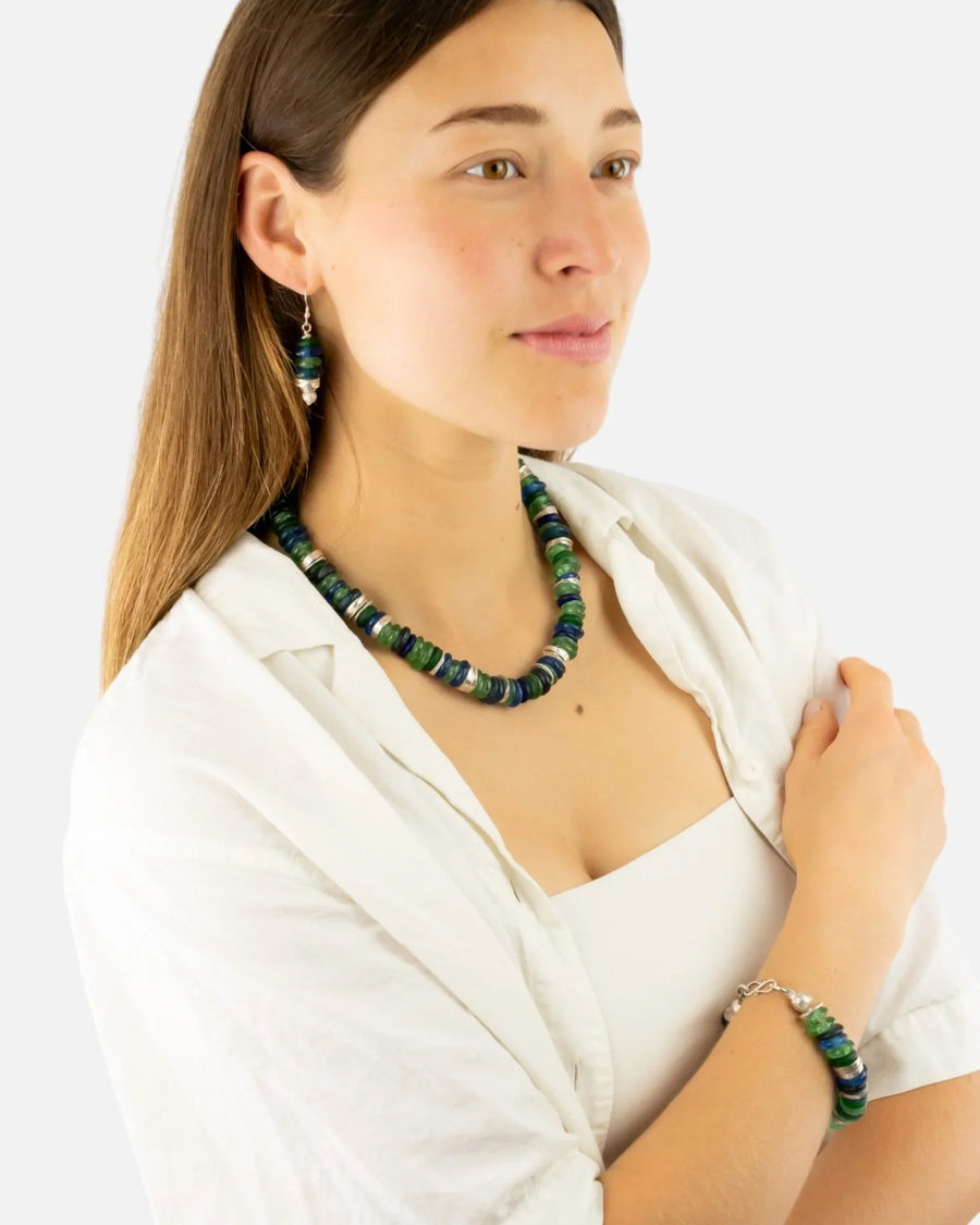 African Recycled Blue Glass Bead Bracelet Bracelet Pruden and Smith