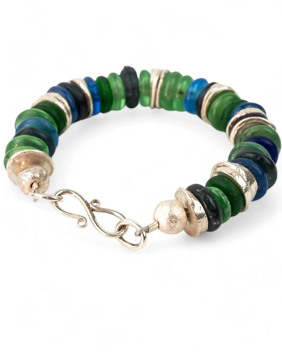 African Recycled Blue Glass Bead Bracelet Bracelet Pruden and Smith