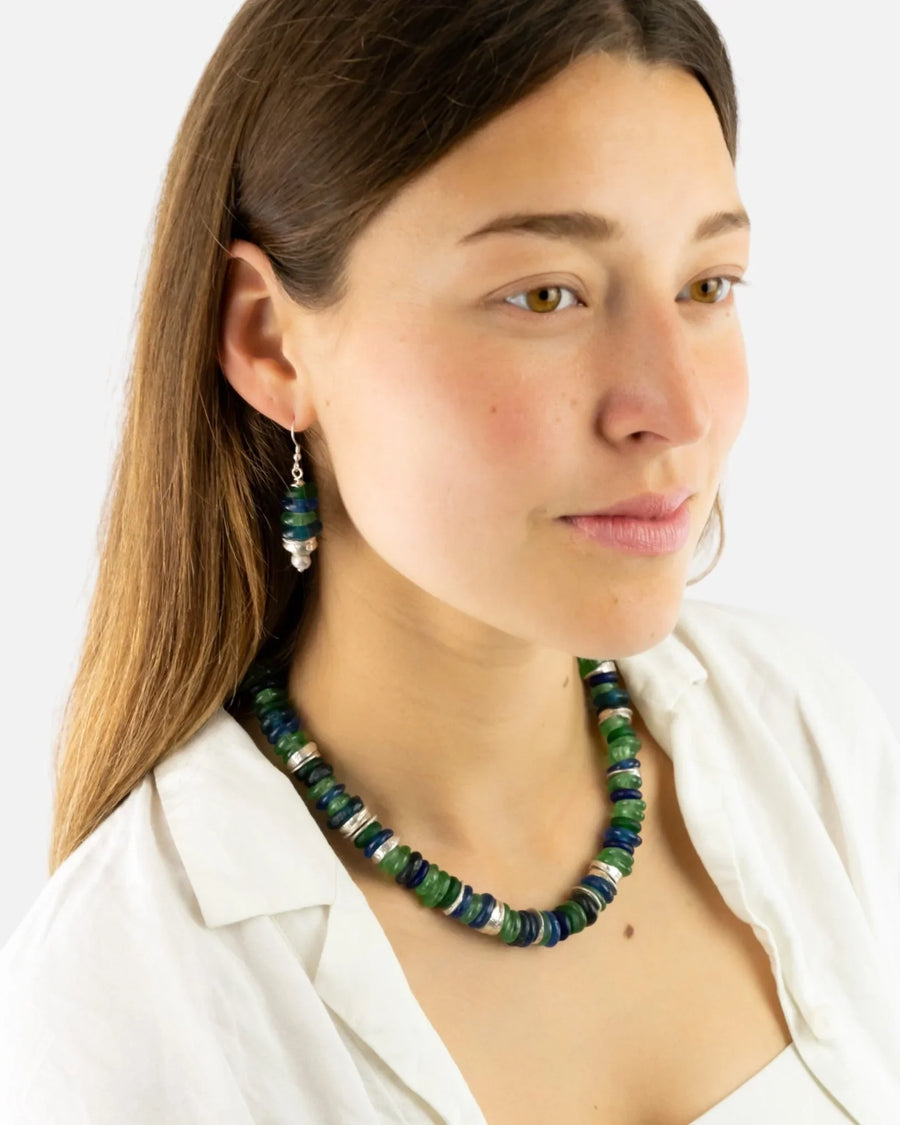 African Recycled Blue Glass Bead Necklace Necklace Pruden and Smith
