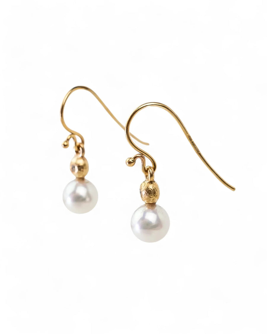 Akoya Pearl and Diamond Yellow Gold Drop Earrings Earrings Pruden and Smith