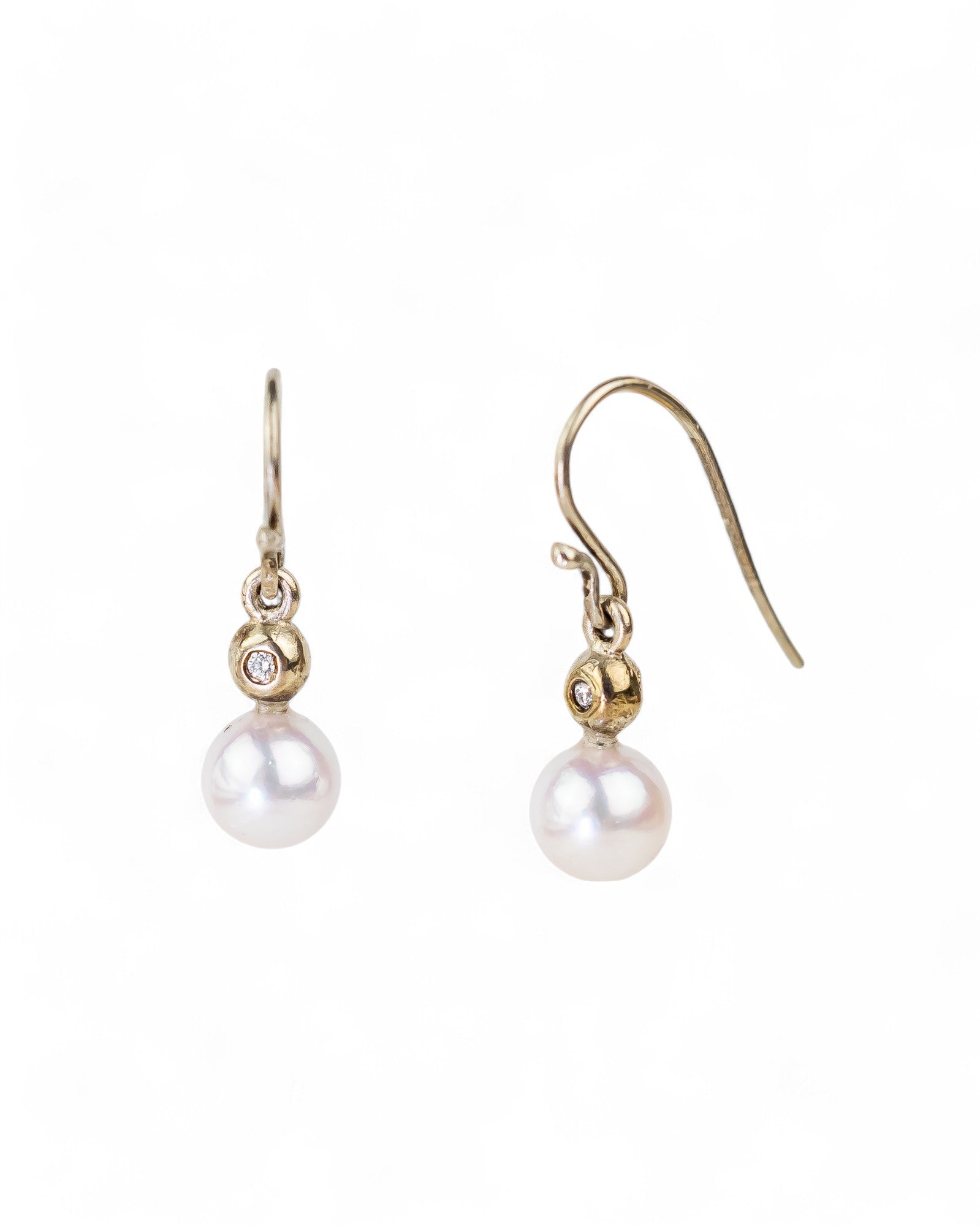 Akoya Pearl and Diamond White Gold Drop Earrings Earrings Pruden and Smith
