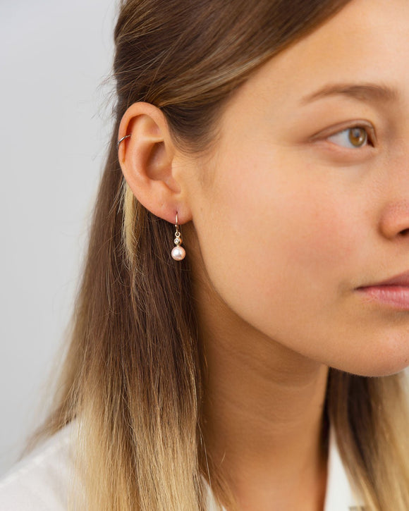 Akoya Pearl and Diamond White Gold Drop Earrings Earrings Pruden and Smith