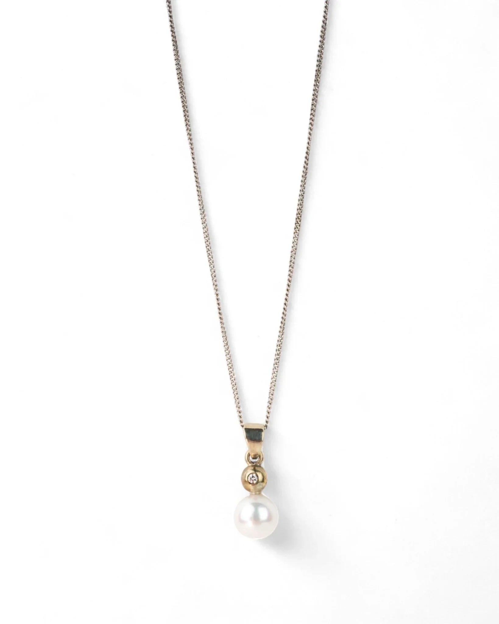 Akoya Pearl 9ct White Gold Diamond Pendant Pendant Pruden and Smith