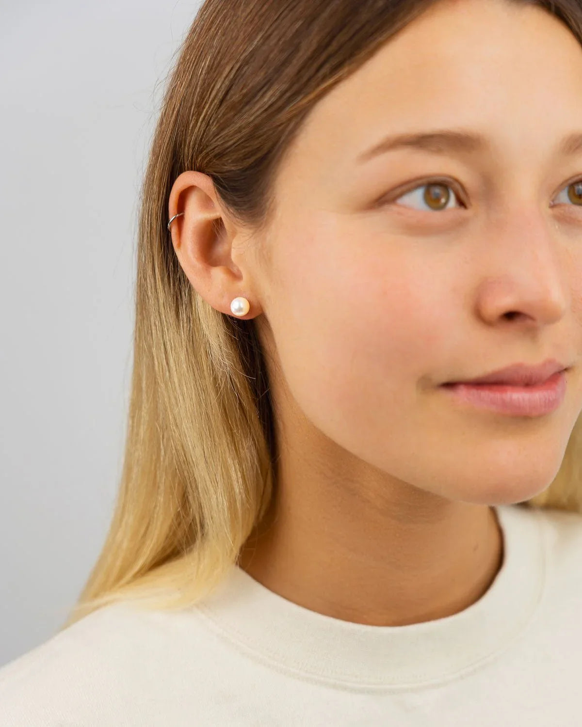 Akoya Pearl White Gold Stud Earrings Earrings Pruden and Smith