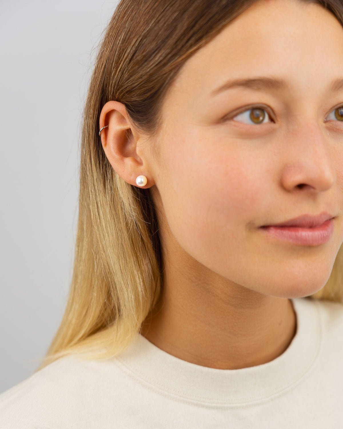 Akoya Pearl White Gold Stud Earrings Earrings Pruden and Smith