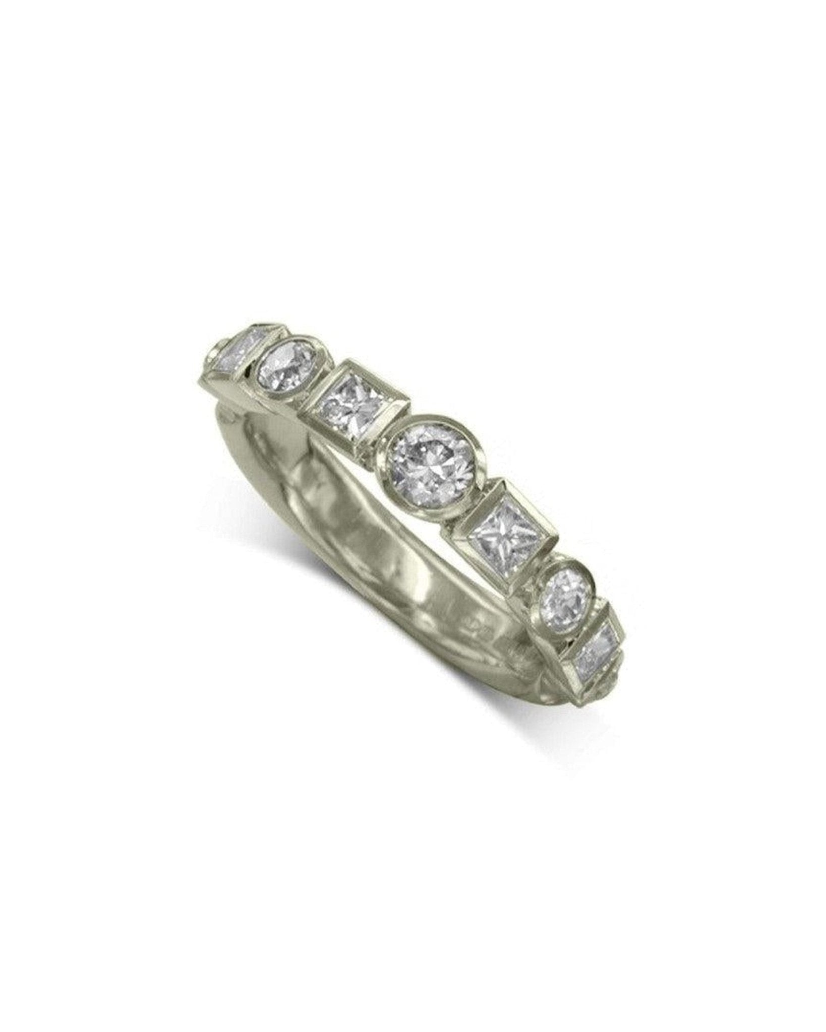 Alternating 18ct Gold Half Eternity Ring Ring Pruden and Smith Platinum