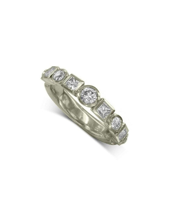 Alternating 18ct Gold Half Eternity Ring Ring Pruden and Smith Platinum