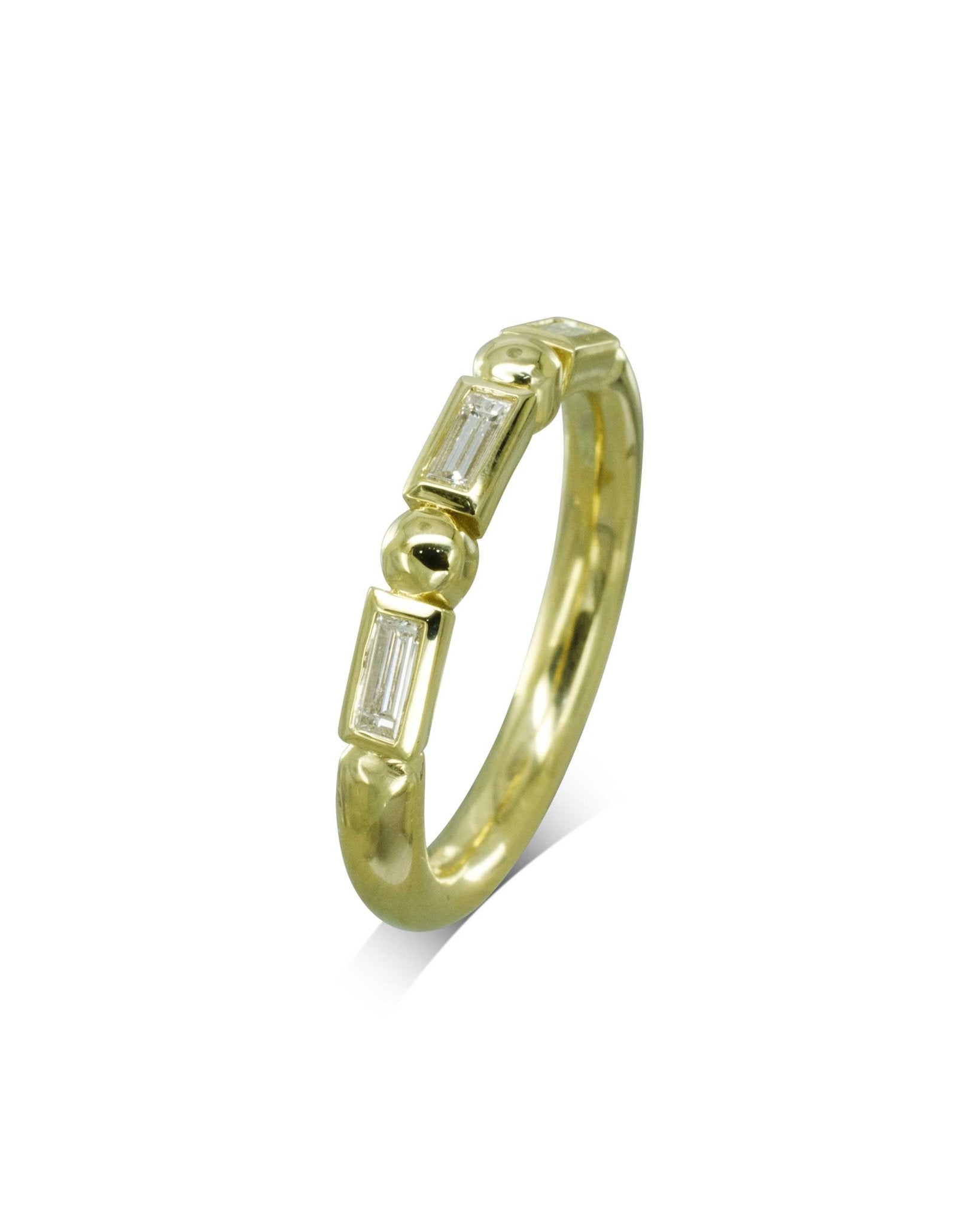 Alternating Baguette and Bead Half Eternity Ring Ring Pruden and Smith