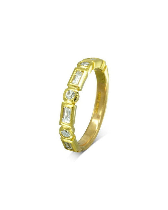Alternating Baguette and Round Diamond Half Eternity Ring Ring Pruden and Smith 18ct Yellow Gold 40% Set Band