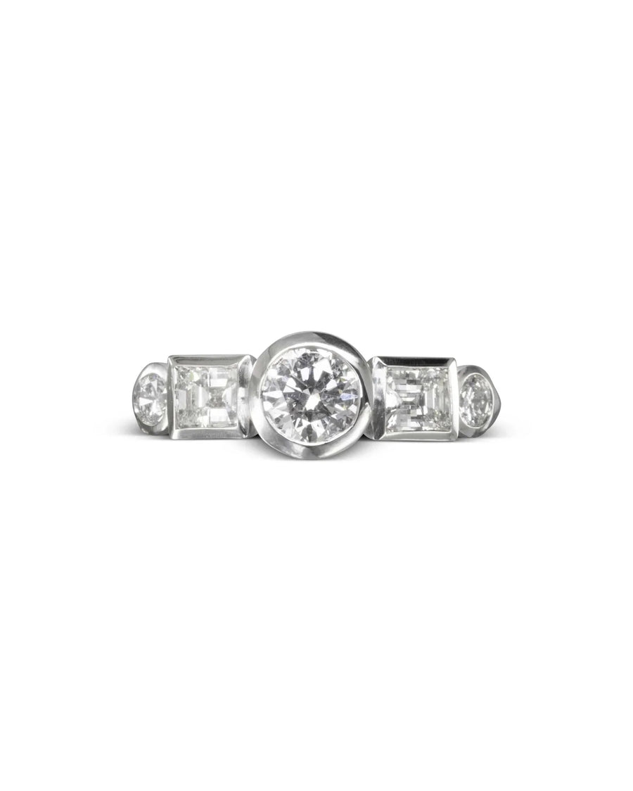 Alternating Princess Cut and Round Diamond Ring Ring Pruden and Smith