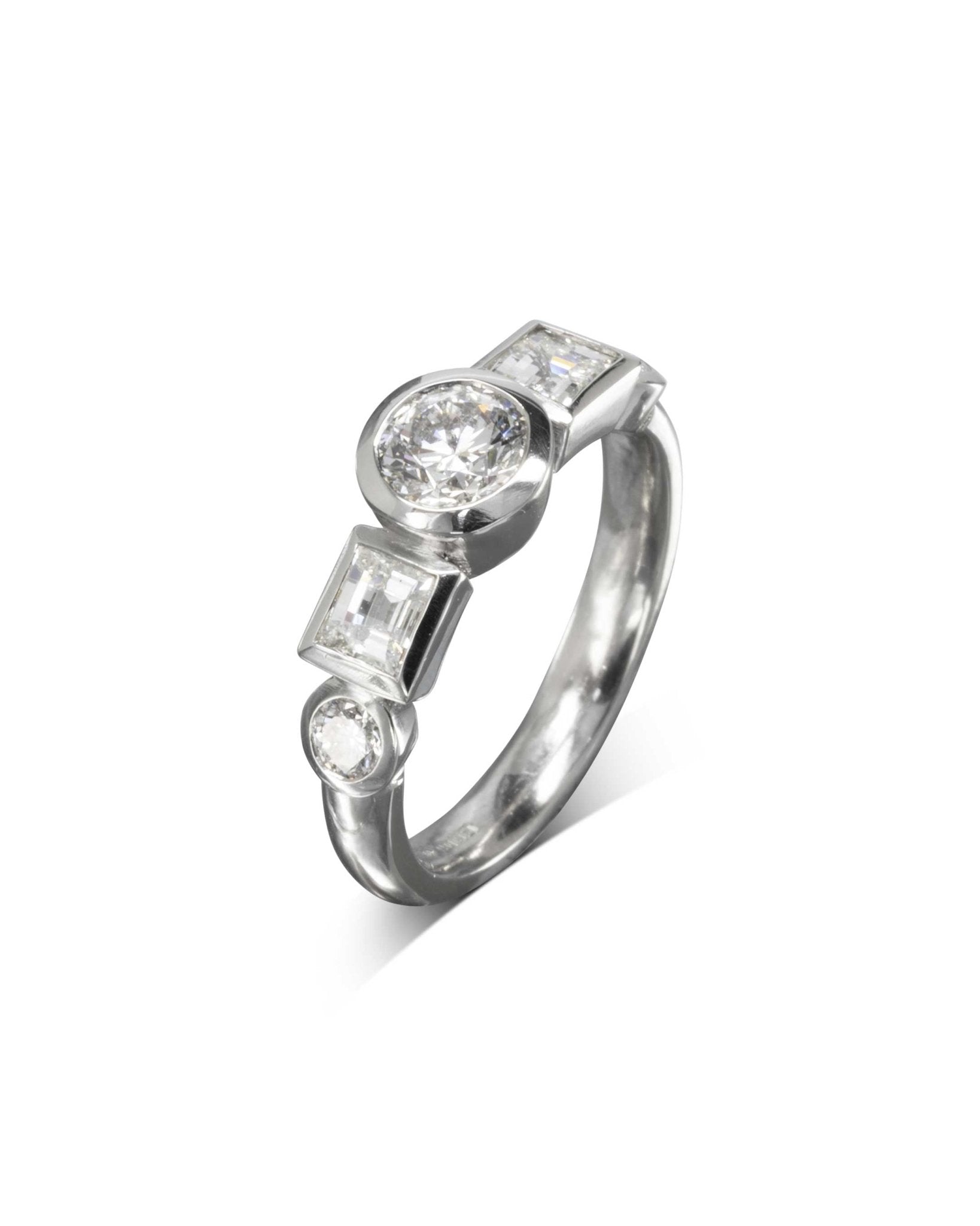 Alternating Princess Cut and Round Diamond Ring Ring Pruden and Smith