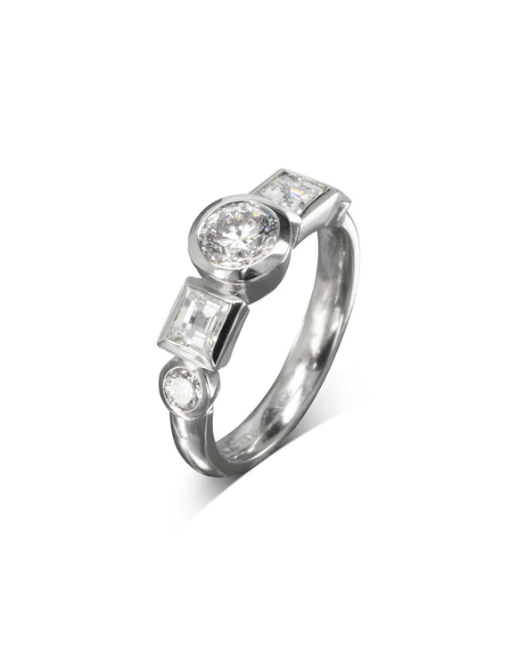 Alternating Princess Cut and Round Diamond Ring Ring Pruden and Smith