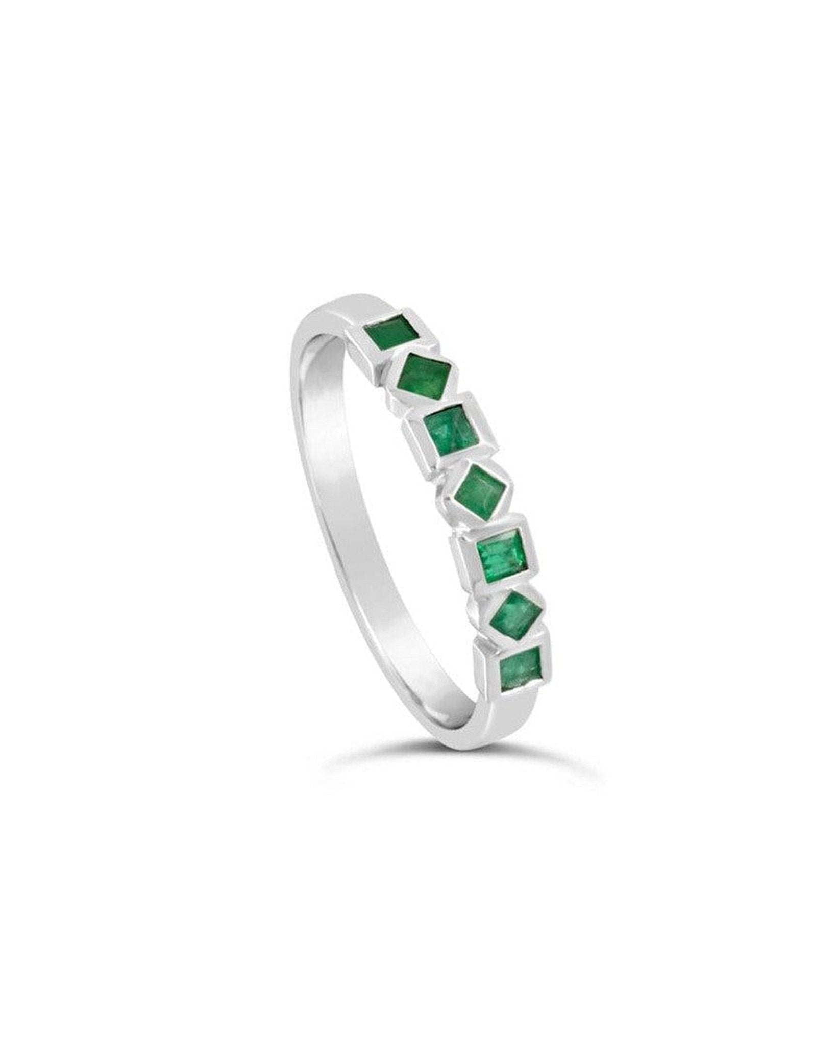 Platinum Alternating Squares Emerald Eternity Ring Ring Pruden and Smith
