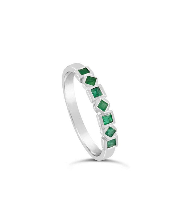 Platinum Alternating Squares Emerald Eternity Ring Ring Pruden and Smith