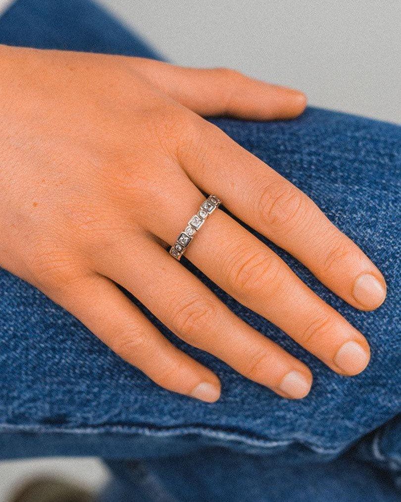 Alternating Yellow Gold Peridot and Diamond Full Eternity Ring Ring Pruden and Smith