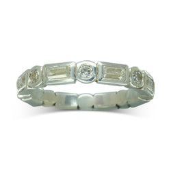 Alternating Baguette and Round Diamond Full Eternity Ring Ring Pruden and Smith Platinum  