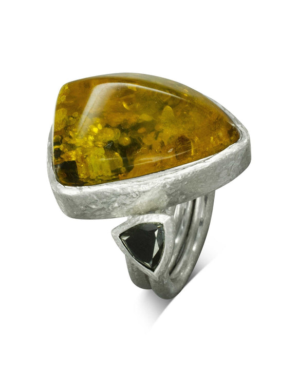 Amber and Black Diamond Stacking Ring Set Ring Pruden and Smith