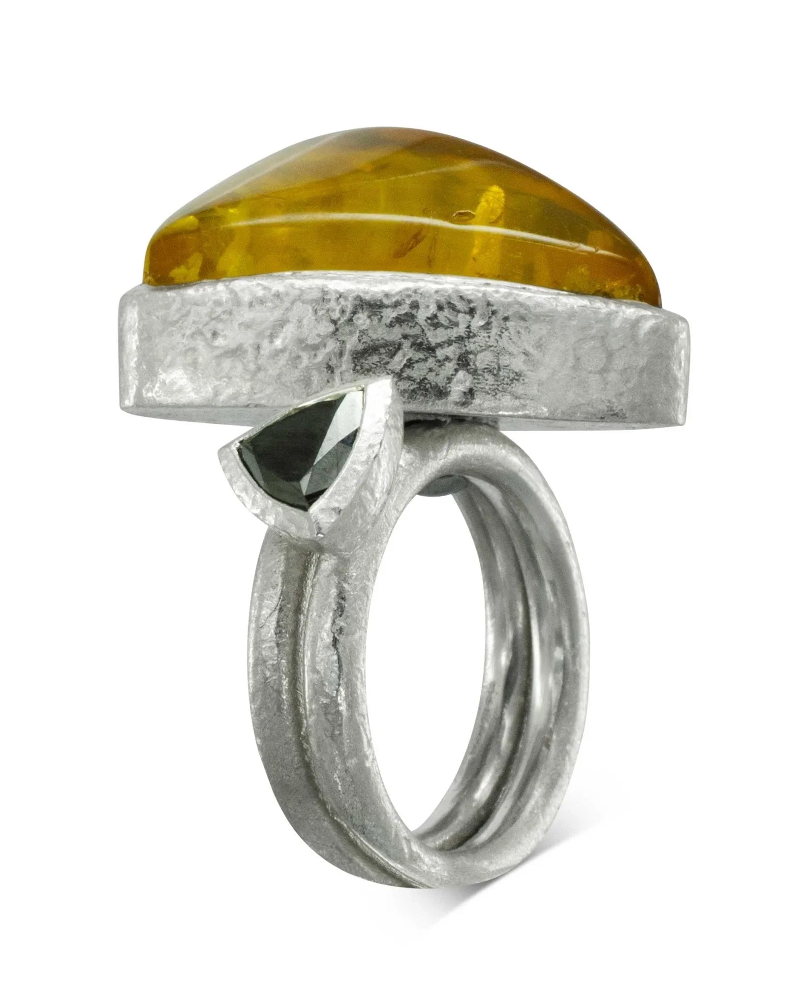 Amber and Black Diamond Stacking Ring Set Ring Pruden and Smith