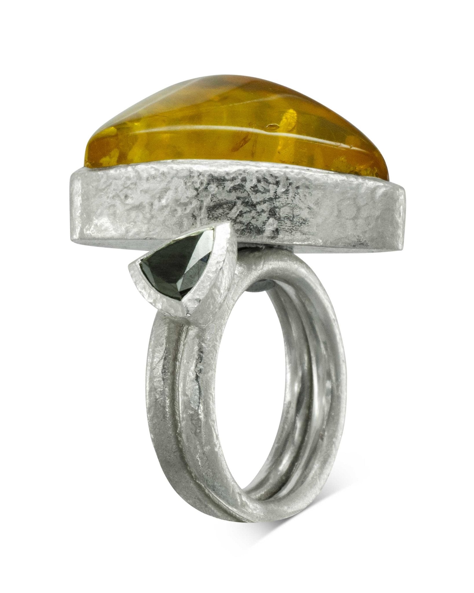 Amber and Black Diamond Stacking Ring Set Ring Pruden and Smith