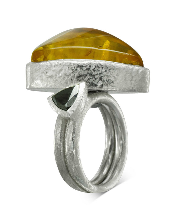 Amber and Black Diamond Stacking Ring Set Ring Pruden and Smith