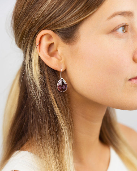 Amethyst Mirror Cut Drop Earrings Earrings Pruden and Smith