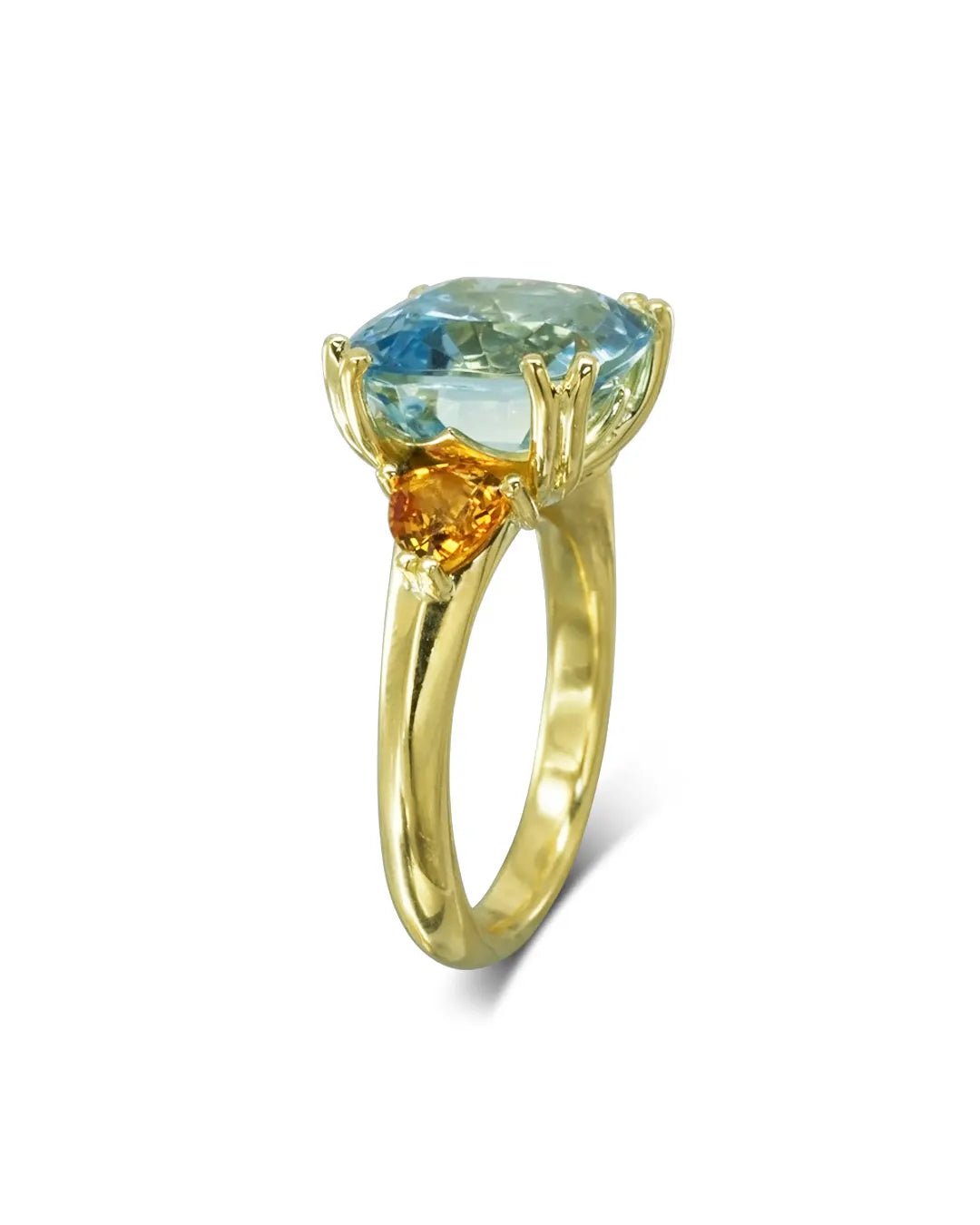 Aquamarine and Orange Sapphire Dress Ring Ring Pruden and Smith