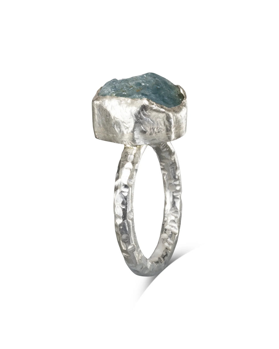 Aquamarine Rough Cut Stacking Rings Ring Pruden and Smith 