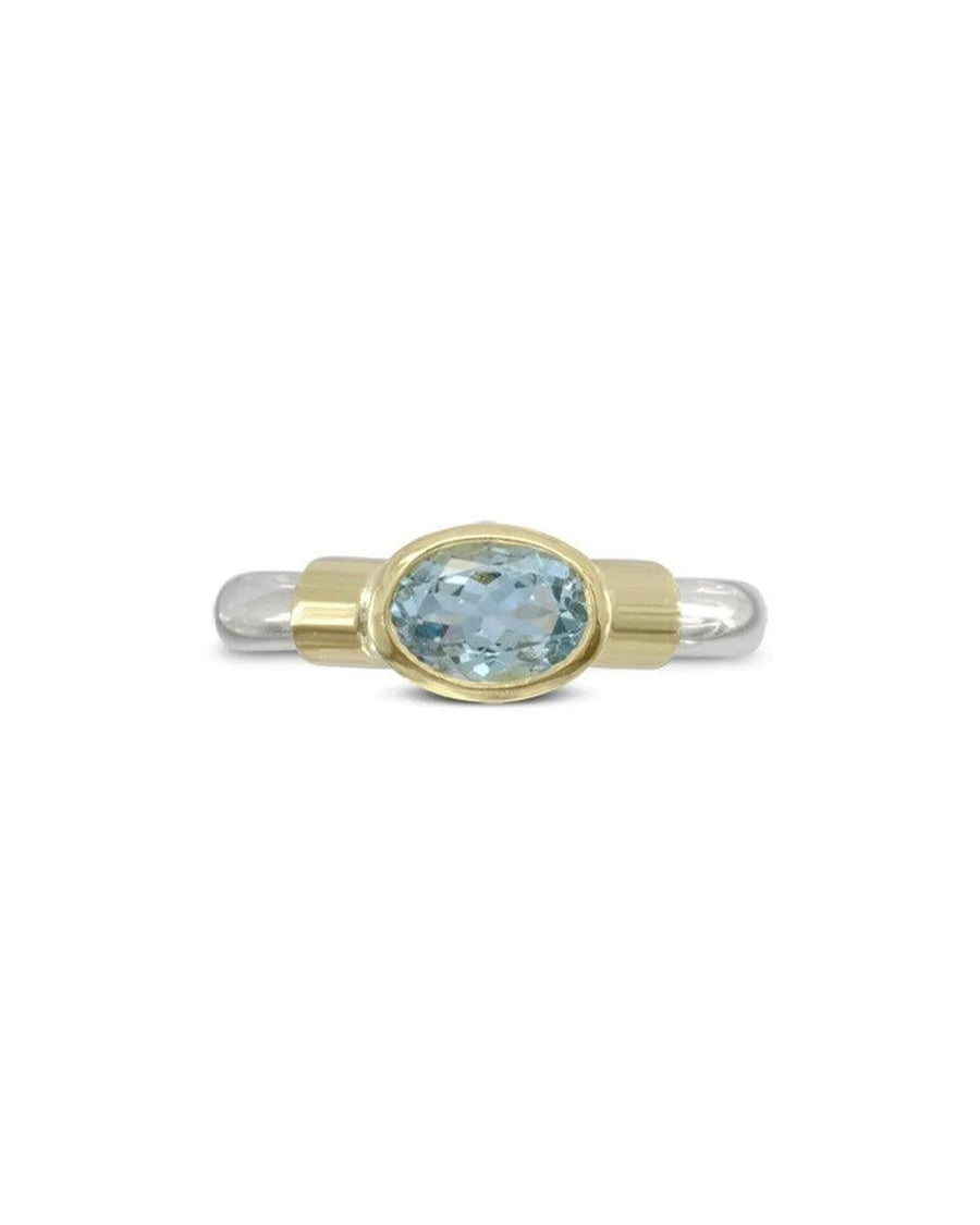 Aquamarine with Gold Shoulders Ring Ring Pruden and Smith