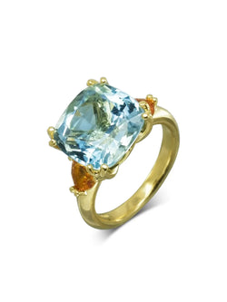 Aquamarine and Orange Sapphire Dress Ring Ring Pruden and Smith   