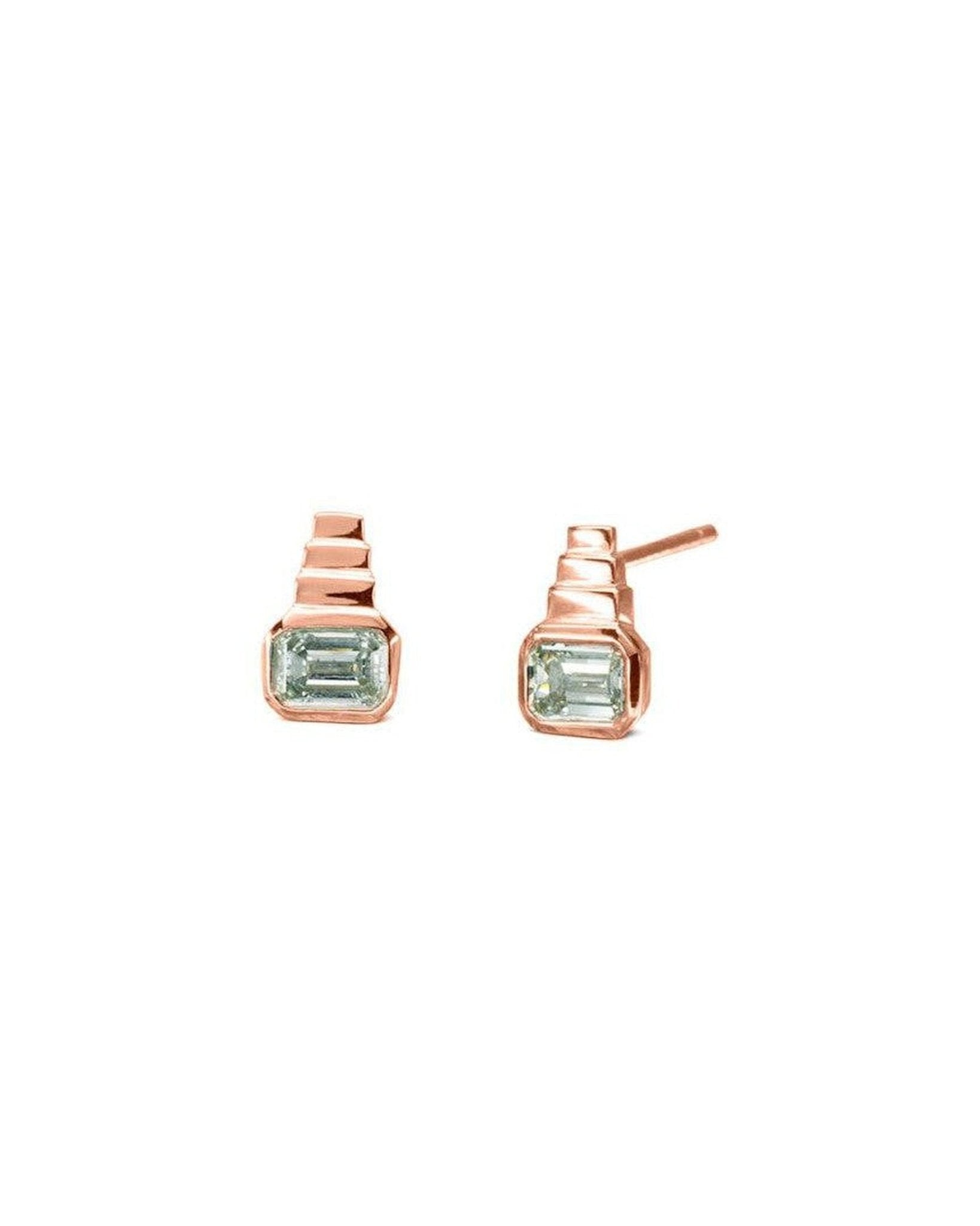 Art Deco 9ct Gold Diamond Stud Earrings Earrings Pruden and Smith 9ct Rose Gold