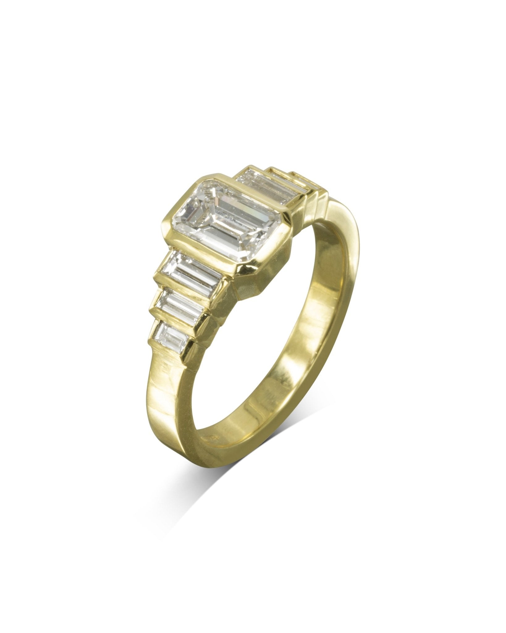 Art Deco Emerald Cut Diamond Ring Ring Pruden and Smith