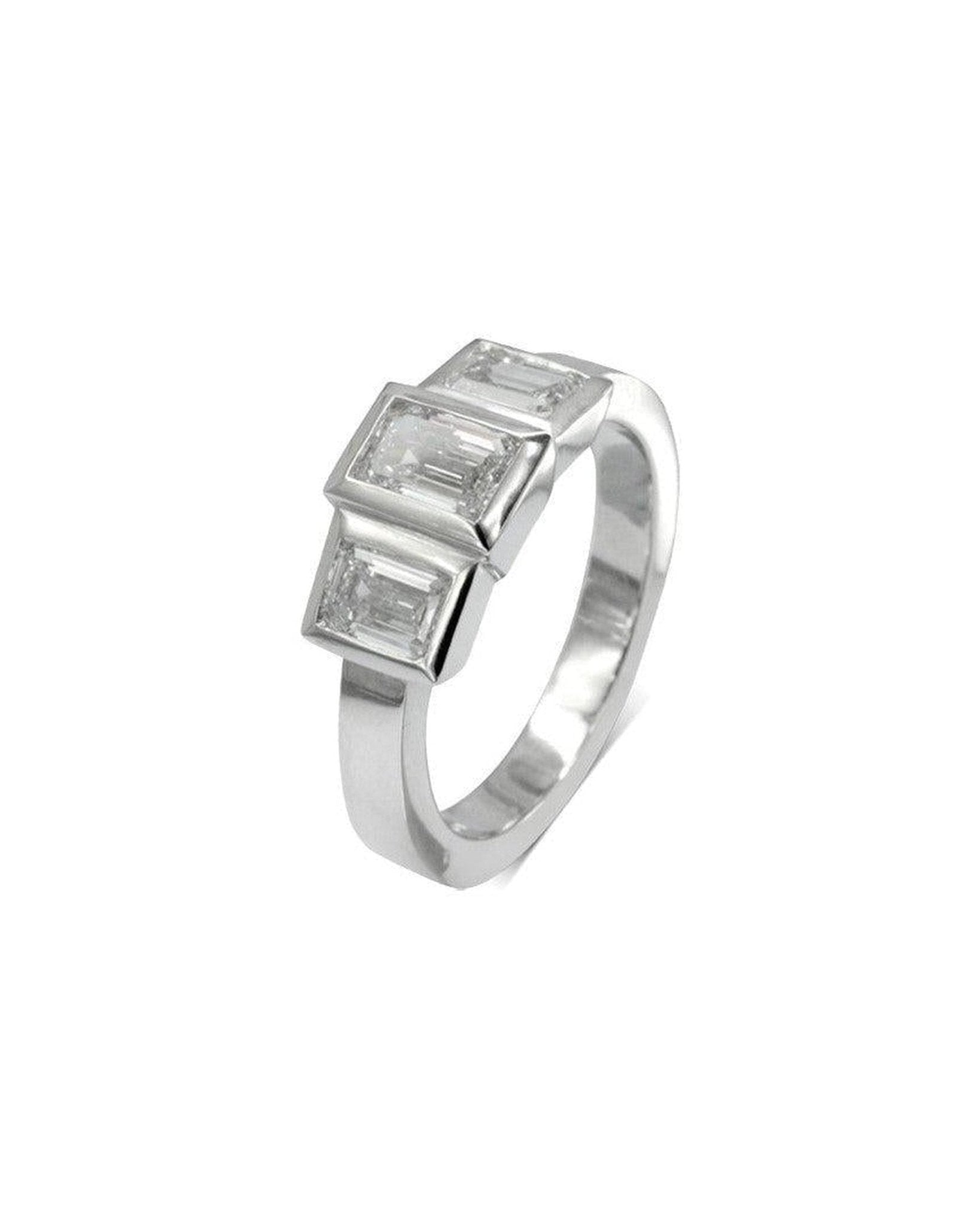 Art Deco Emerald Cut Diamond Trilogy Ring Ring Pruden and Smith Platinum