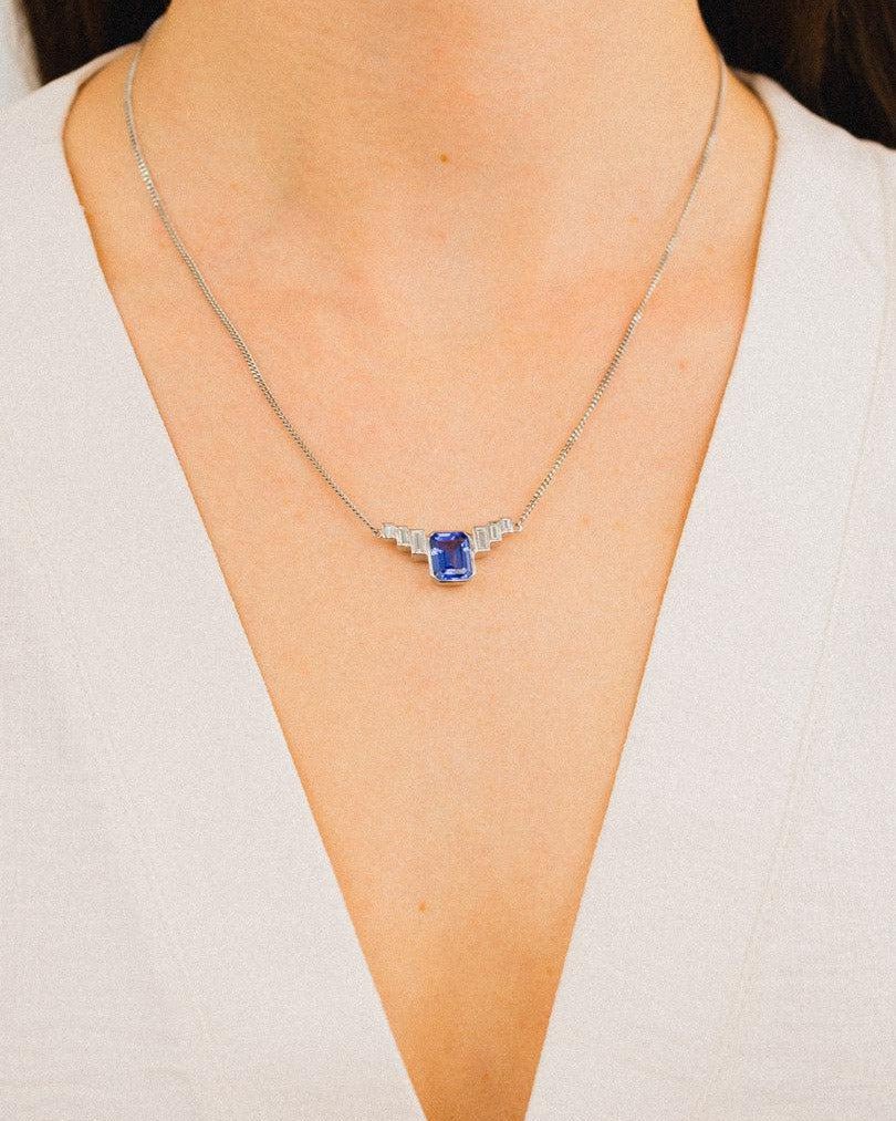 Art Deco Platinum Aquamarine Pendant Pendant Pruden and Smith