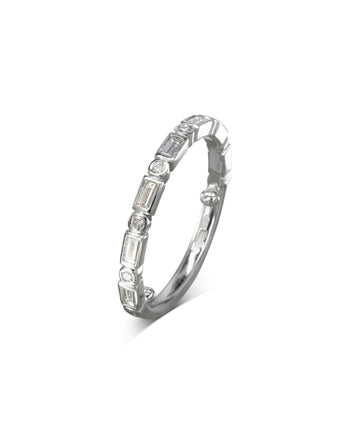 Dainty Baguette Diamond Half Eternity Ring Ring Pruden and Smith Platinum 40% 