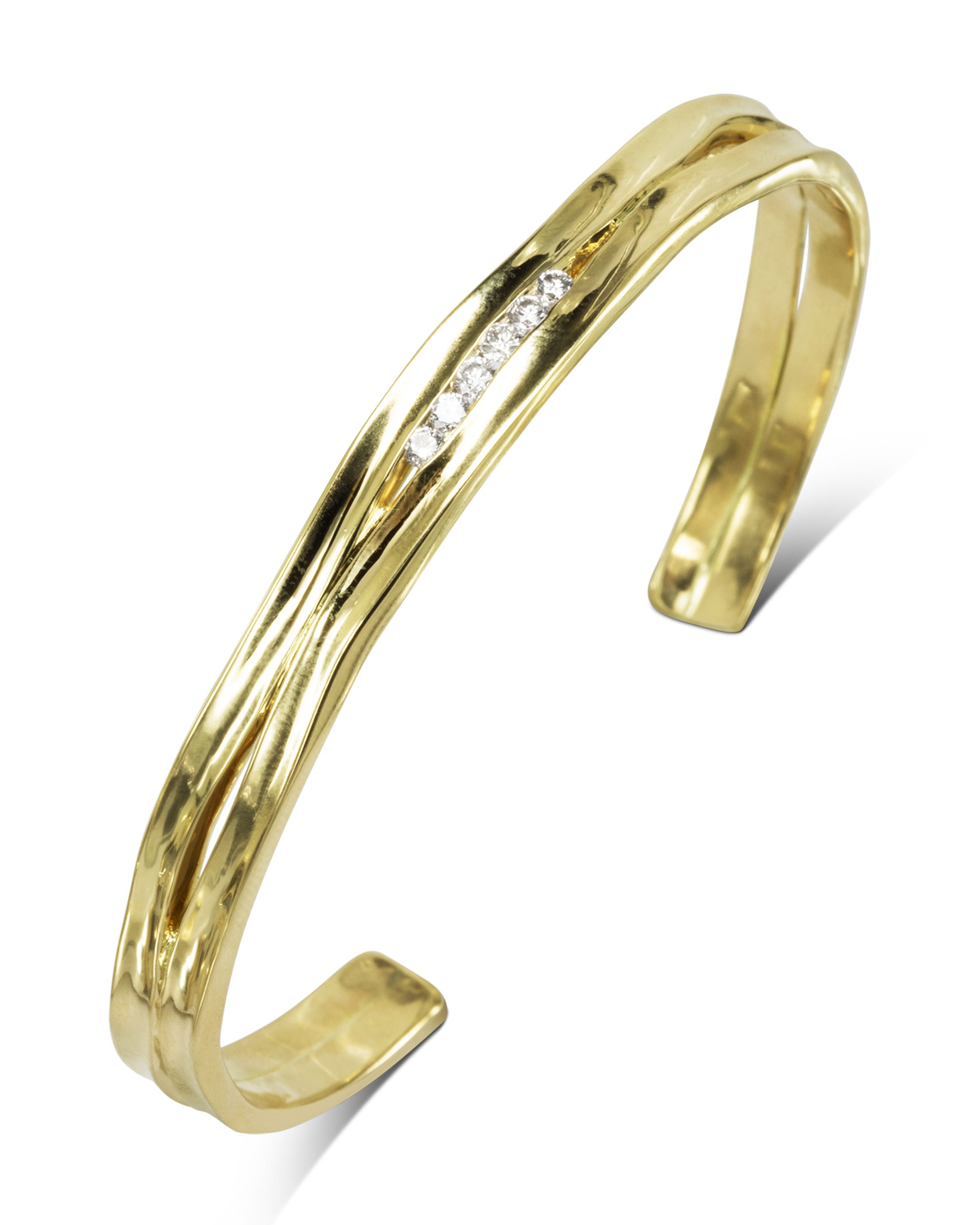 Trap Solid Gold Diamond Row Bangle Pruden and Smith
