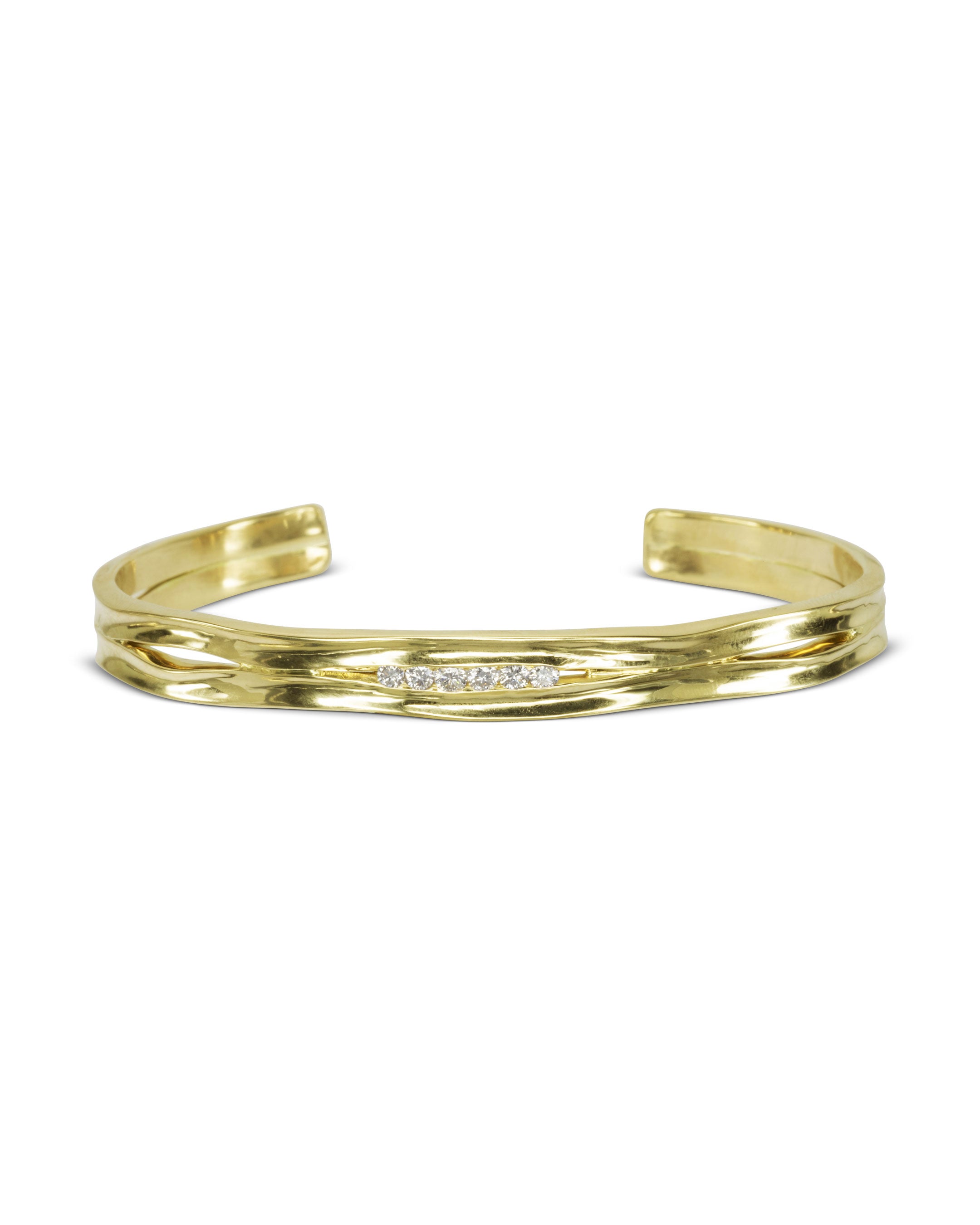 Trap Solid Gold Diamond Row Bangle Pruden and Smith
