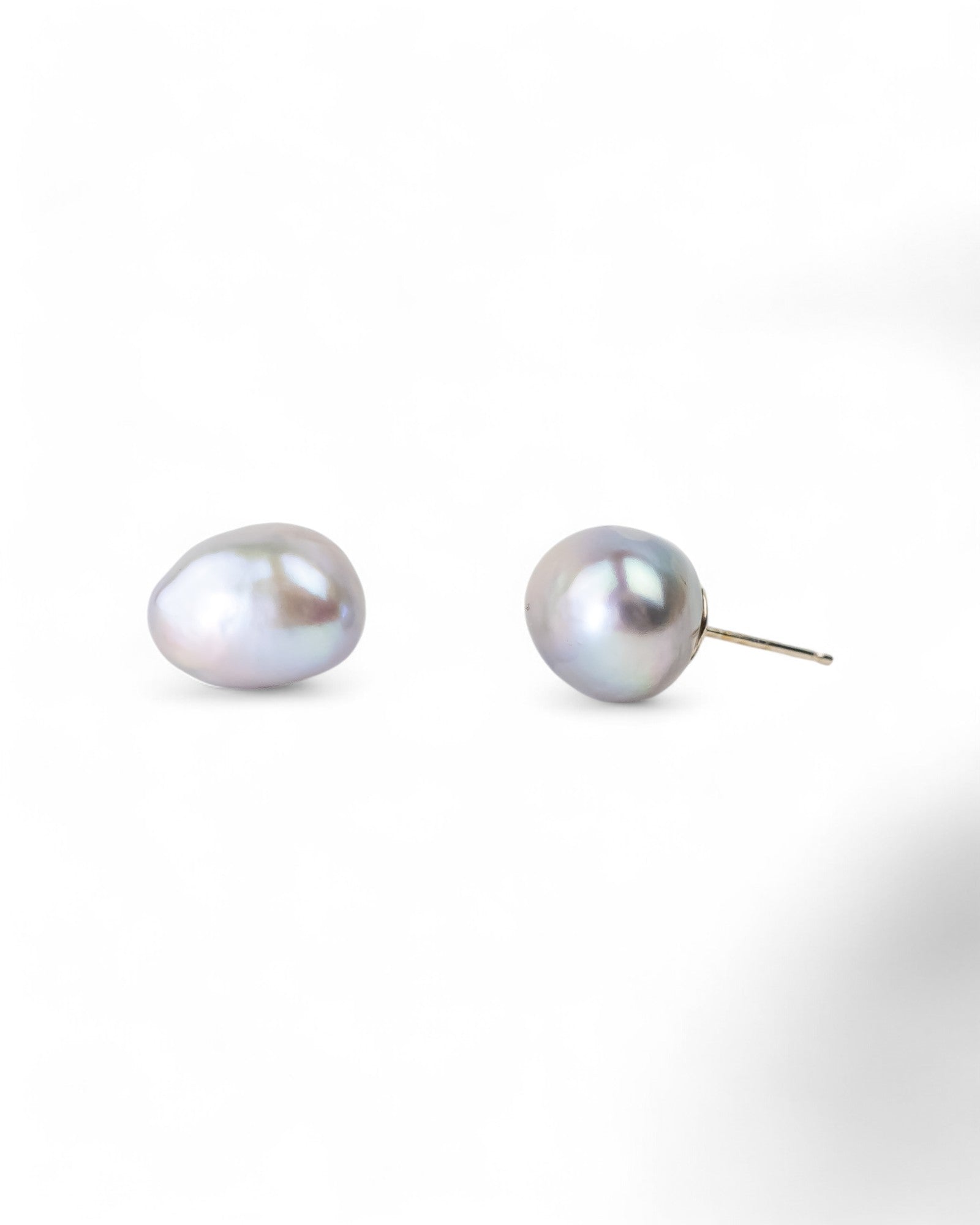 Baroque Pearl Yellow Gold Stud Earrings Earrings Pruden and Smith