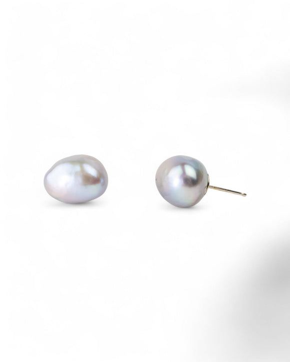 Baroque Pearl Yellow Gold Stud Earrings Earrings Pruden and Smith