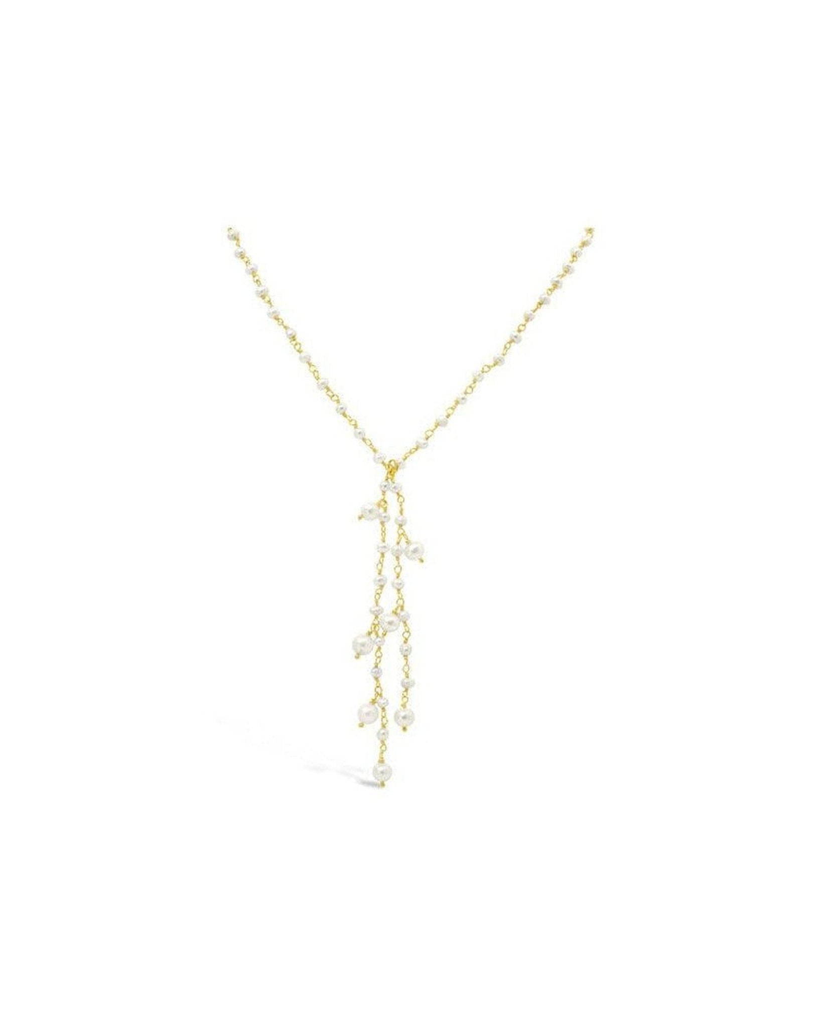 Beaded Pearl Silver Gilt Tassel Necklace Necklace Pruden and Smith